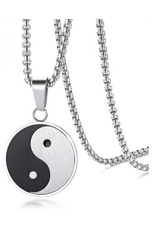 Tai Chi Yin Yang Couple Pendant Necklace - Silver - Single
