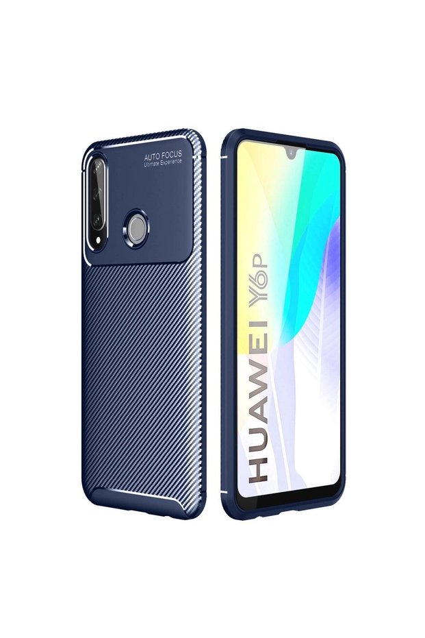 Huawei Y6P Case Auto Focus Carbon Cover - Navy Blue