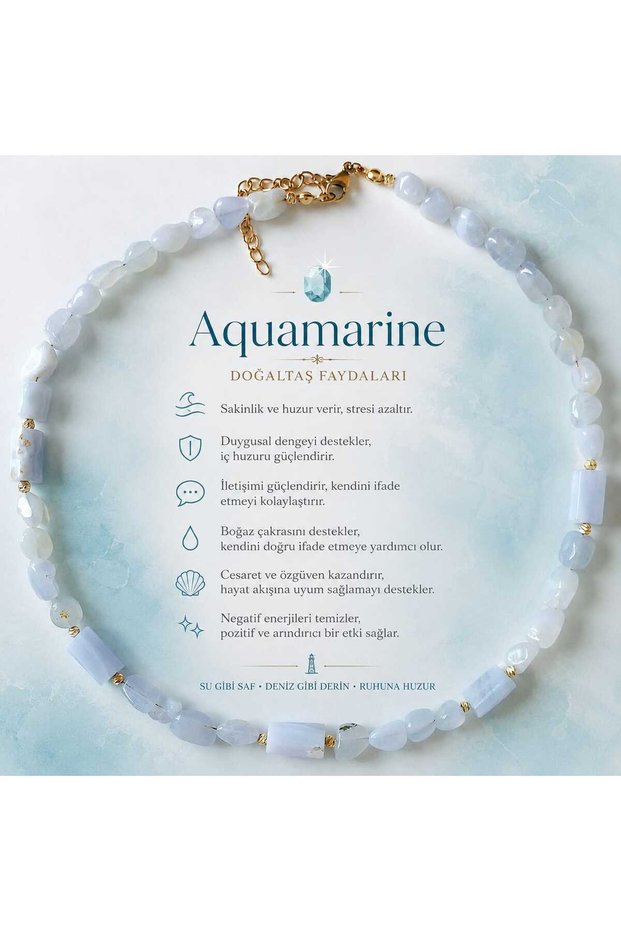 Real Aquamarine Natural Stone Women's Necklace – Handmade Elegant Natural Stone Necklace