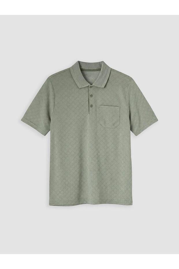Polo Collar Textured Men's T-Shirt (S6)
