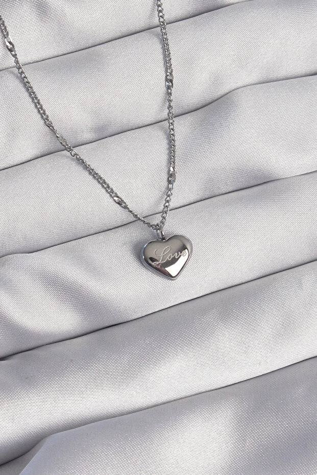 316L Steel Silver Color Heart Model Love Necklace