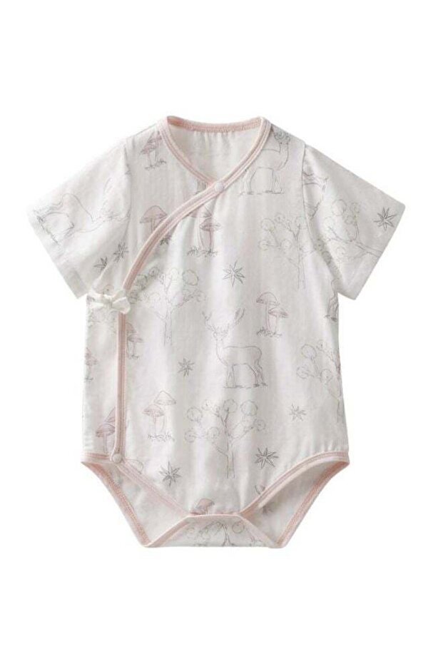 Infant Baby Unisex Jumpsuits with Button Short Sleeve 70%Viscose（From Bamboo）30%Cotton Marine Benthos Style