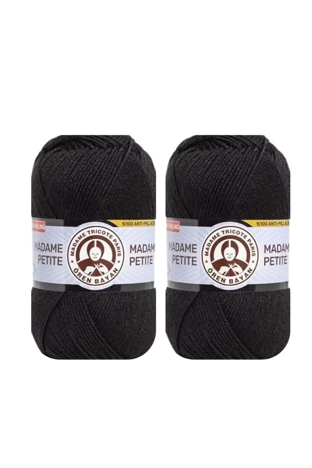 Madame Cotton Black Hand Knitting Yarn (2 Pieces) - Color: 999