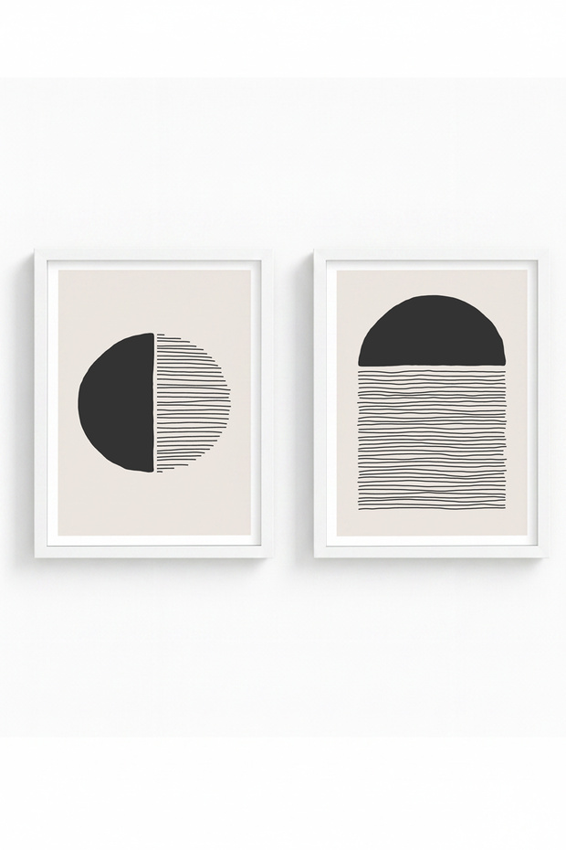 White Wooden Framed 2 Piece Set Painting Huhu143