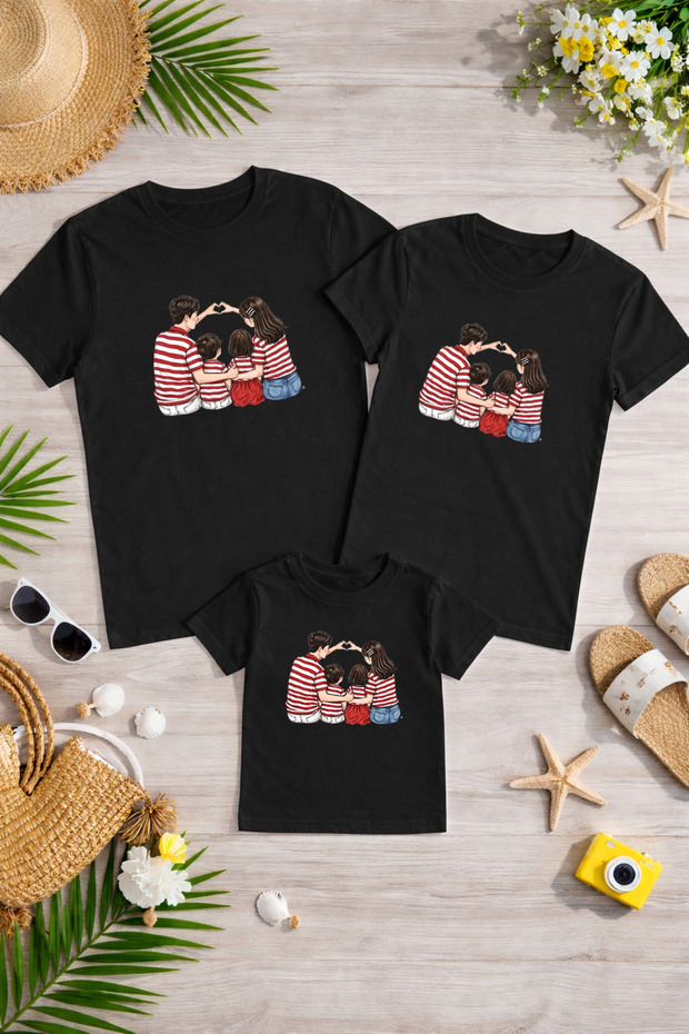 Mother Father Child Combination T-Shirt Cotton Oversize Family Combination T-Shirt (Products Sold Individually)
