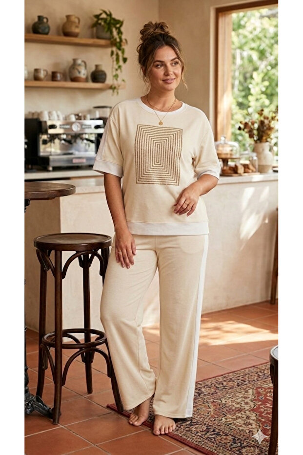 Women's Track Suit with Square Stone Detail on the Front