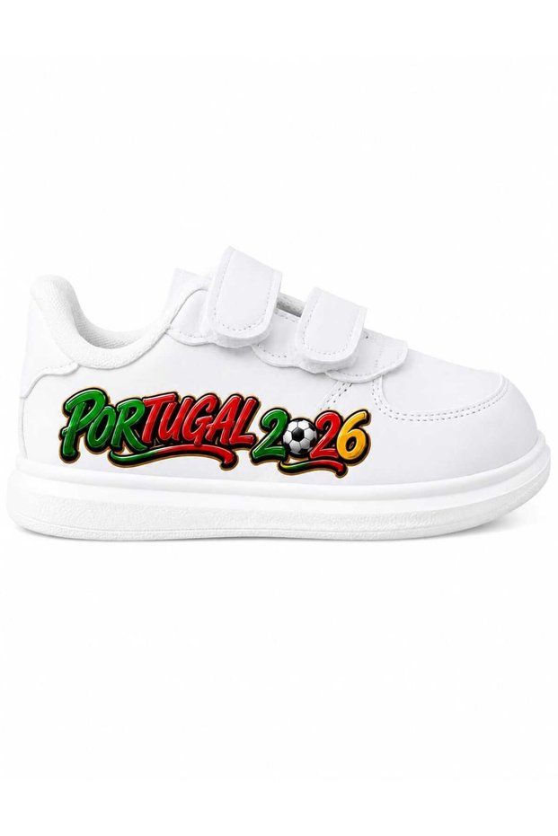 Green Red Football Printed White Band Children's Sports Shoes Sneaker