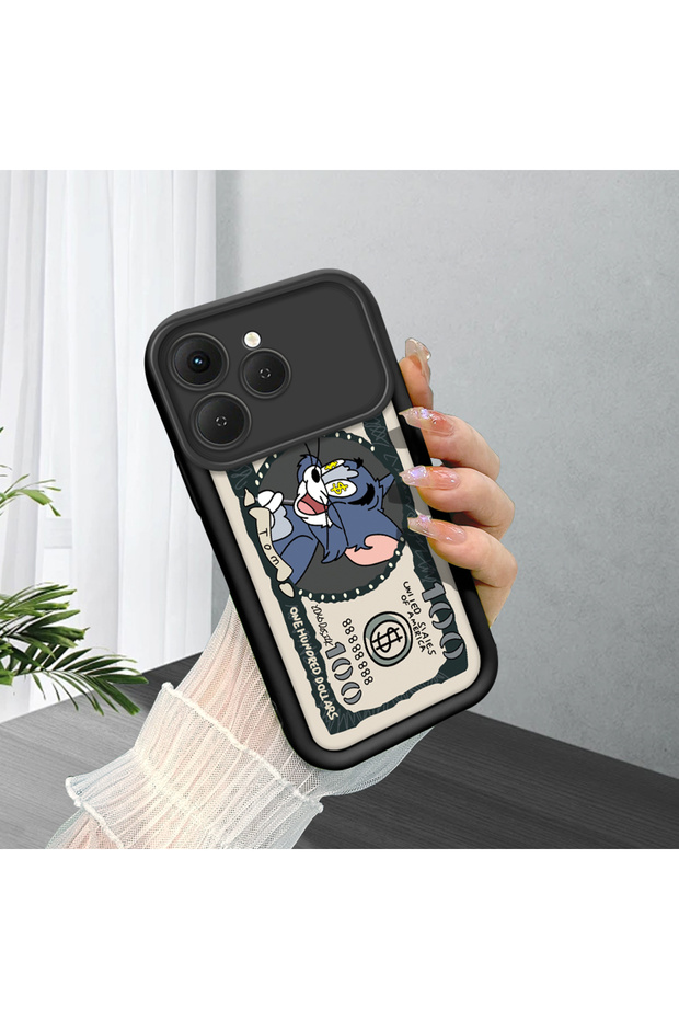 Tecno Spark 40 Compatible High-Quality Cartoon Printed Shockproof Black Silicone Case