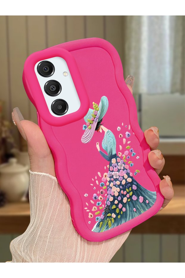 Samsung Galaxy A16 Compatible Case Camera Protector Red Silicone Couple Phone Case Girl Pattern
