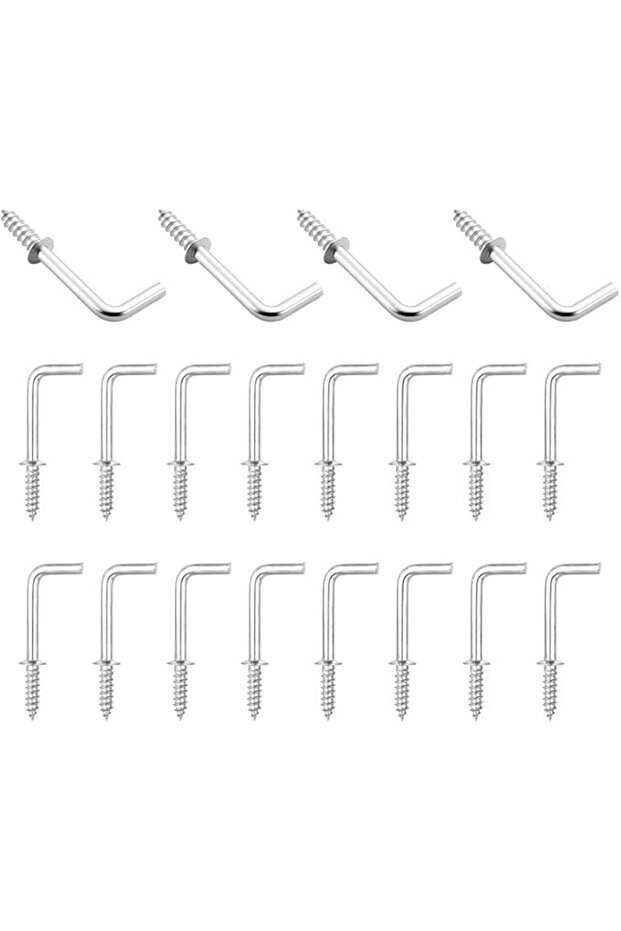 20 Pack L Shaped Screw Hooks, 20mm Duty Carbon Steel L Hooks Small Screw-in Hooks for Home Kitchen