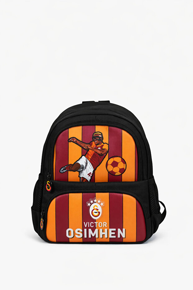 Licensed Victor Osimhen Printed Kindergarten Bag - Yellow Red 2-Compartment Backpack