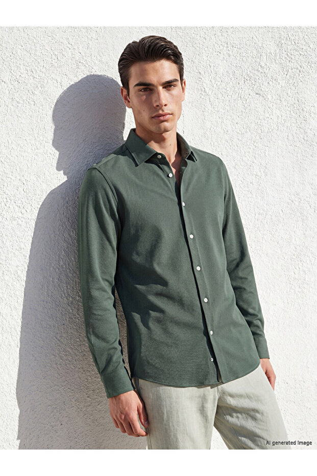 قميص NEVAVM Farkily Slim Fit Dobby للرجال