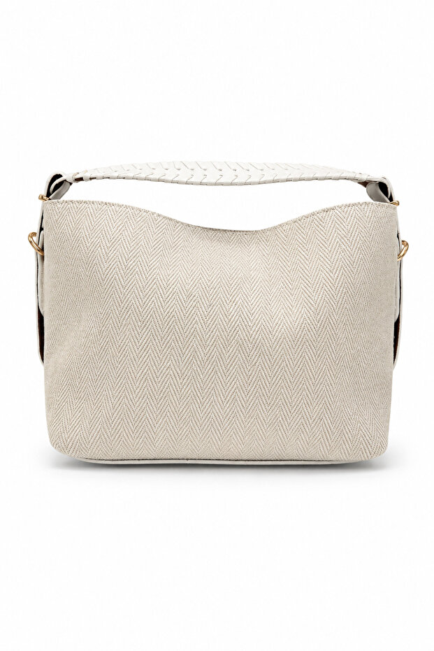 Elara Textured Cream Linen White Women's Hand and Shoulder Bag