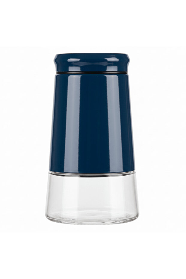 Navy Blue Metal & Glass Canister — 1 Litre