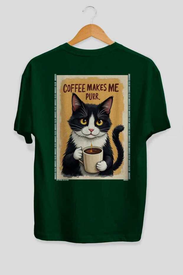 100 Cats for Cat Lovers Printed Green Oversize T-Shirt 100% Cotton Unisex Cat Lover Premium Design