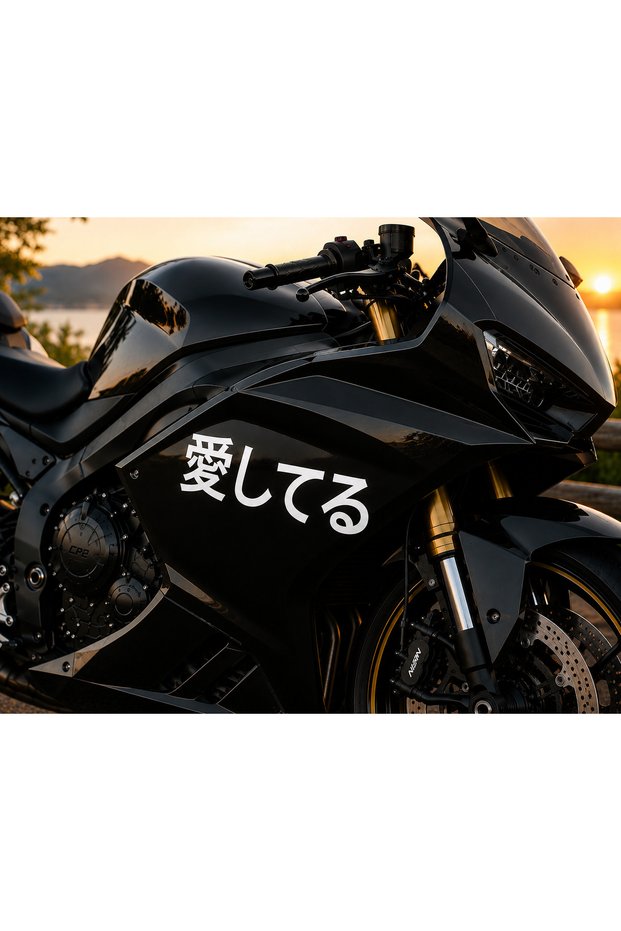 Japanese Aishiteru Sticker 17X6 cm | I Love You Writing | Jdm Auto Motor Sticker