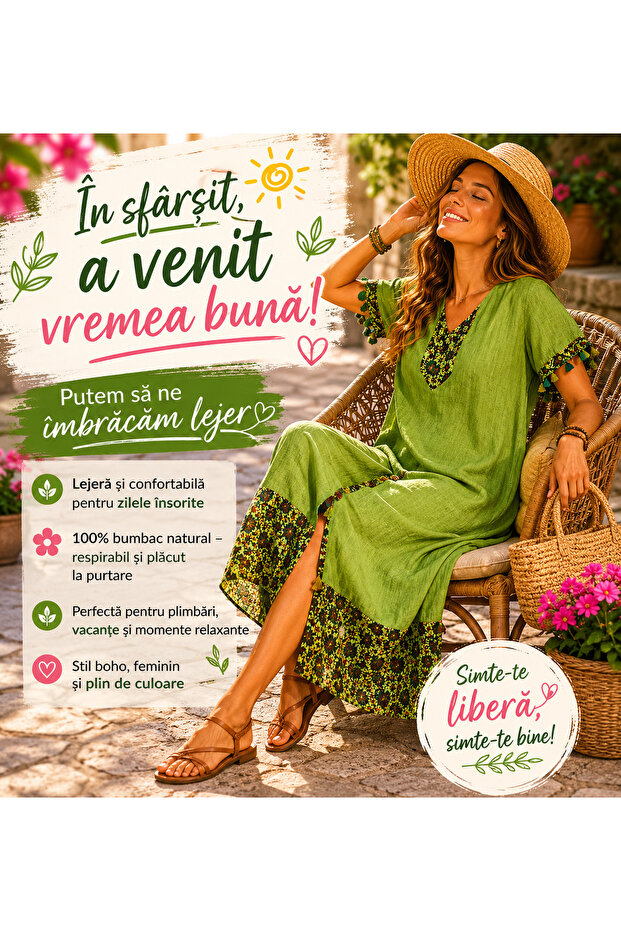 Rochie Verde Boho Premium „Olive Harmony” - 1