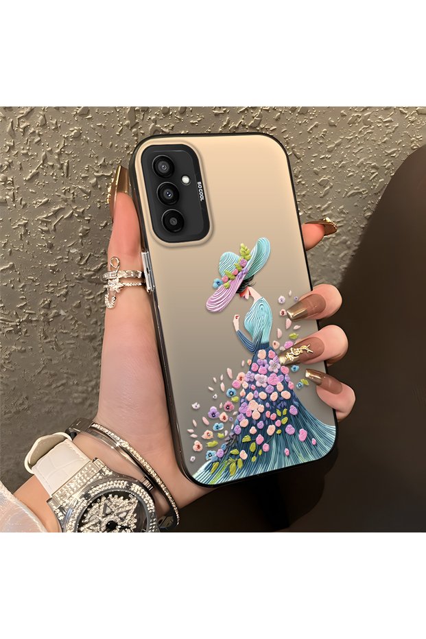 Samsung Galaxy M13 Compatible Silicone Edge Hard Back Case Couple Phone Cover Beautiful Girl Patterned