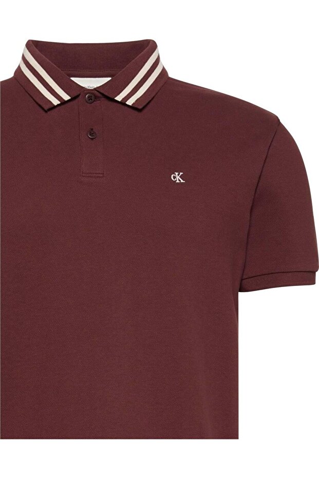 Ss Monogram Pique Tipped Erkek Polo Yaka T-Shirt Kırmızı - 3
