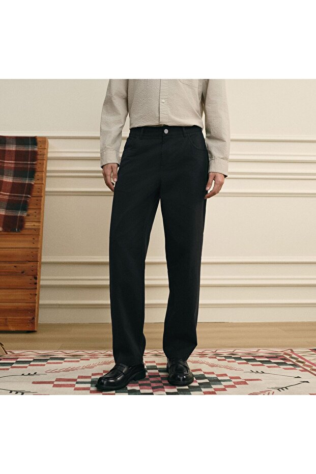 Men Regular Cotton Tencel Khaki Pants