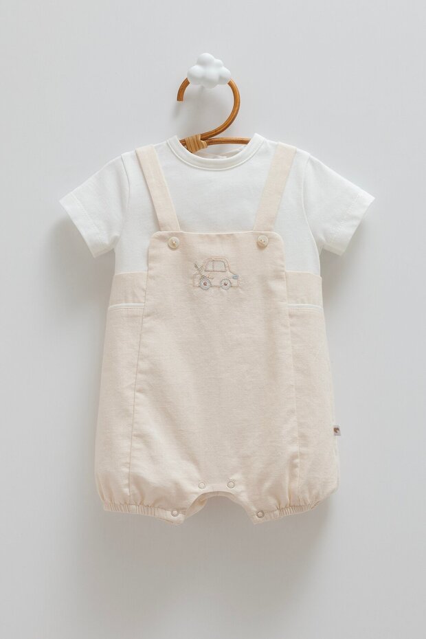 Linen Linen Short Men's Overalls Beige