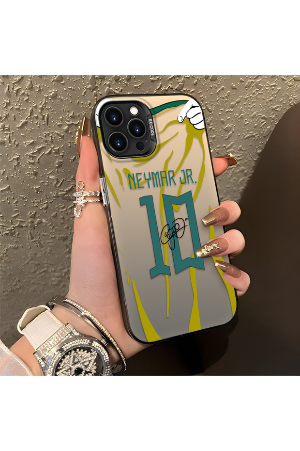 iPhone 13 Pro Compatible Silicone Edge Hard Back Case Couple Phone Case with Neymar Pattern