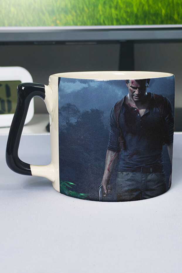 Uncharted Printed Ceramic Luxury Mug (1 Piece) Special Black Handle Wave Handle V2D