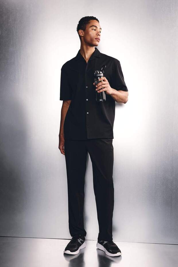 Relax Fit Straight Leg Black Trousers H0470Ax26Sm