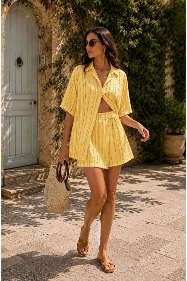 Cotton Shorts and Skirt Two-Piece Set