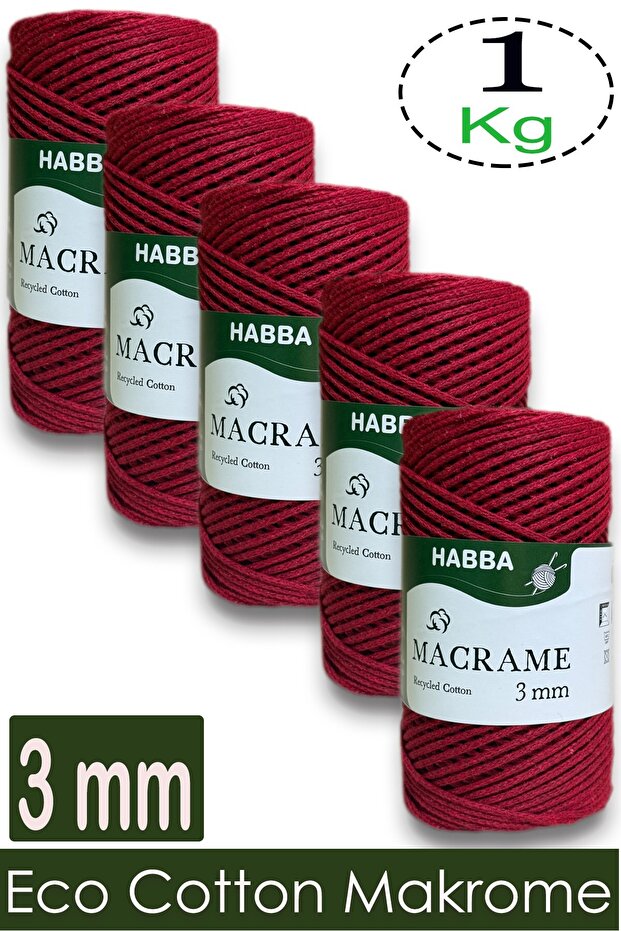 1 Kilo Habba Cotton Macrame 3 mm - (Pack of 5) - 203