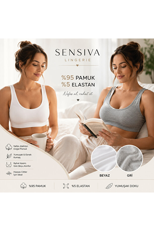 Set of 2 Thick Strap Bustiers - with Removable Pads - Wire-Free Half Tank Top - White - Gray (2-Pack)