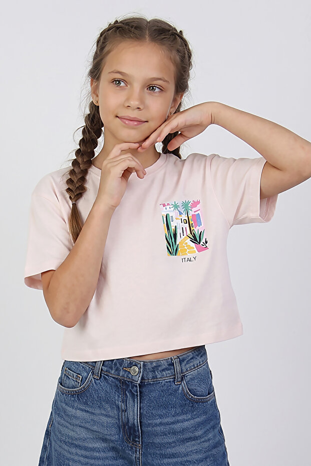Girl's Crop Cotton T-Shirt