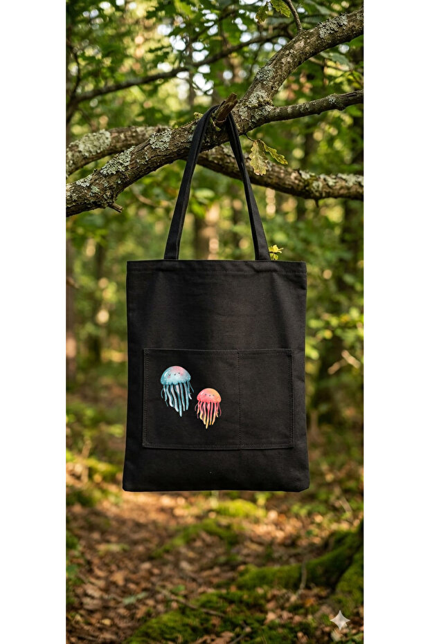 Black Cloth Bag with Pockets