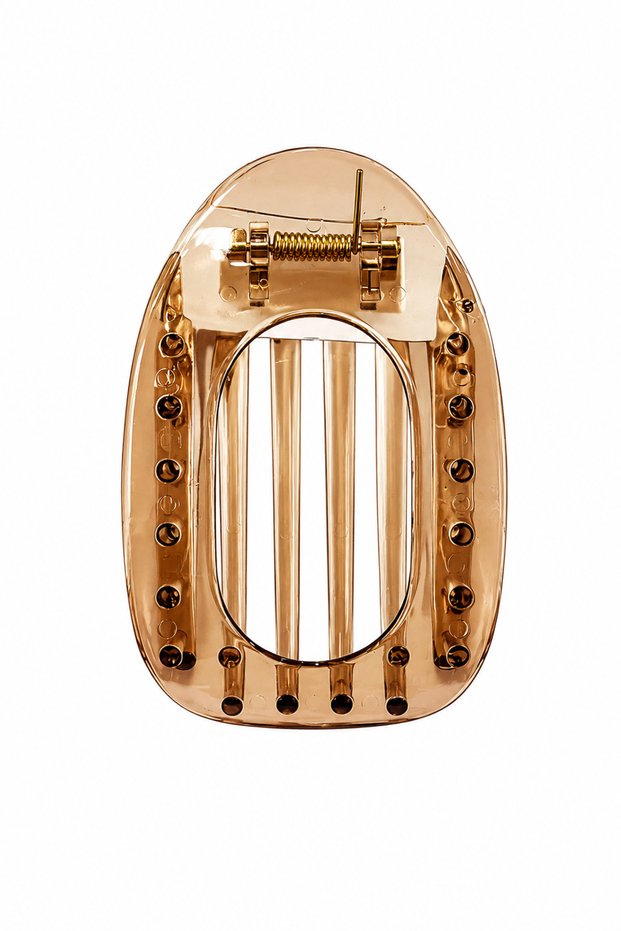 Luxury Women's Amber Color Transparent Oval Hair Clip with Latch