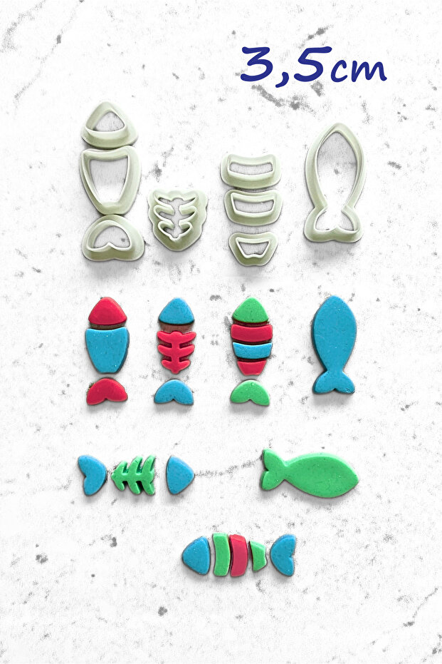 Fishbone Fish Polymer Clay Ceramic Plasticine Mold Set -3.5Cm