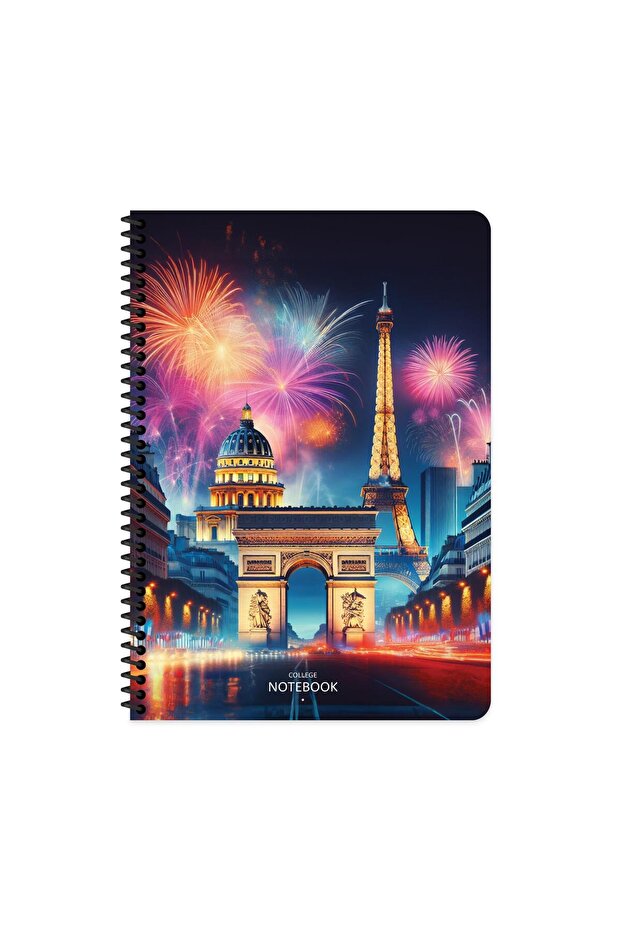A4 Spiral Pp Cover Checkered City Notebook - Paris