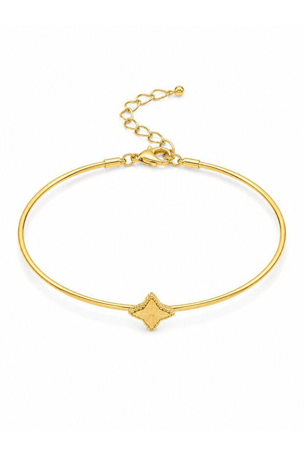 Gold Color Brass Four-Leaf Clover Model Women's Bracelet