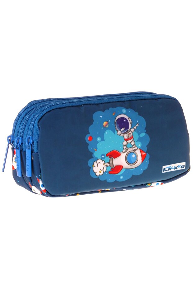 Kids Astronaut Printed Navy Blue Boys' School Pencil Case Pencil Bag - L5366