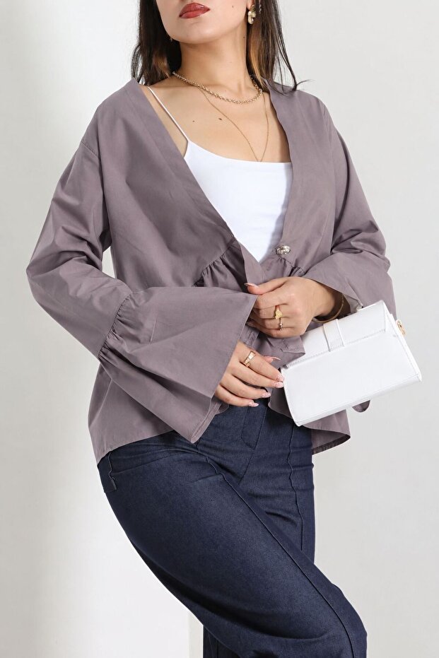 Poplin Buttoned Shirt Jacket - 5