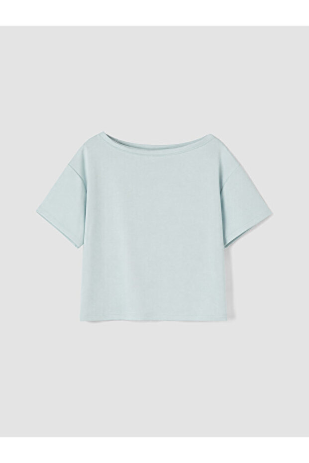 Kayık Yaka Oversize Soft Touch Women's T-Shirt