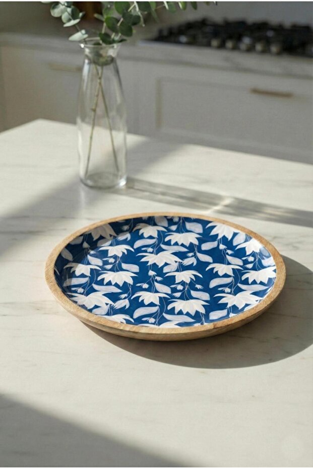 Mango Wood Serving Plate & Presentation Plate 25 cm Patterned
