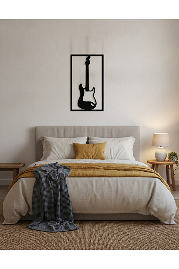 Elektro Gitar Figürlü 3mm MDF Duvar Tablosu | Lazer Kesim Müzik Temalı Stüdyo Dekoru - 4