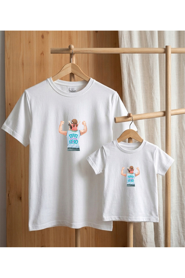 Father's Day Concept - Father-Child Combination T-Shirt Oversize 100% Cotton T-Shirt (Must Be Ordered in Pairs for Combination)