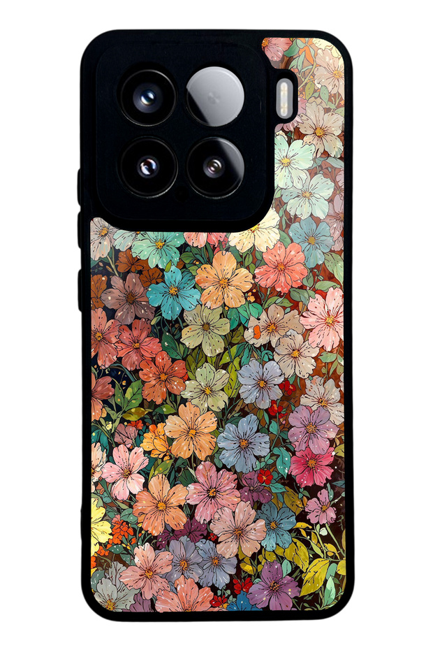 Xiaomi 15 Glossy Phone Case with Floral Tapestry Design
