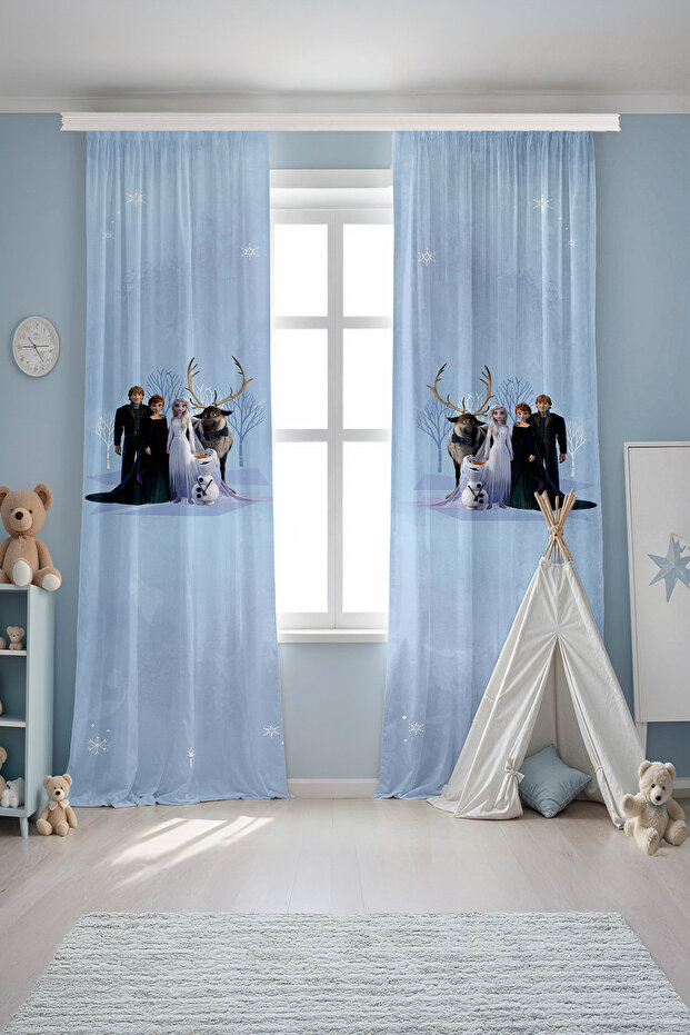 Frozen Patterned Children's Baby Room Background Curtain (Single Wing Pricing)
