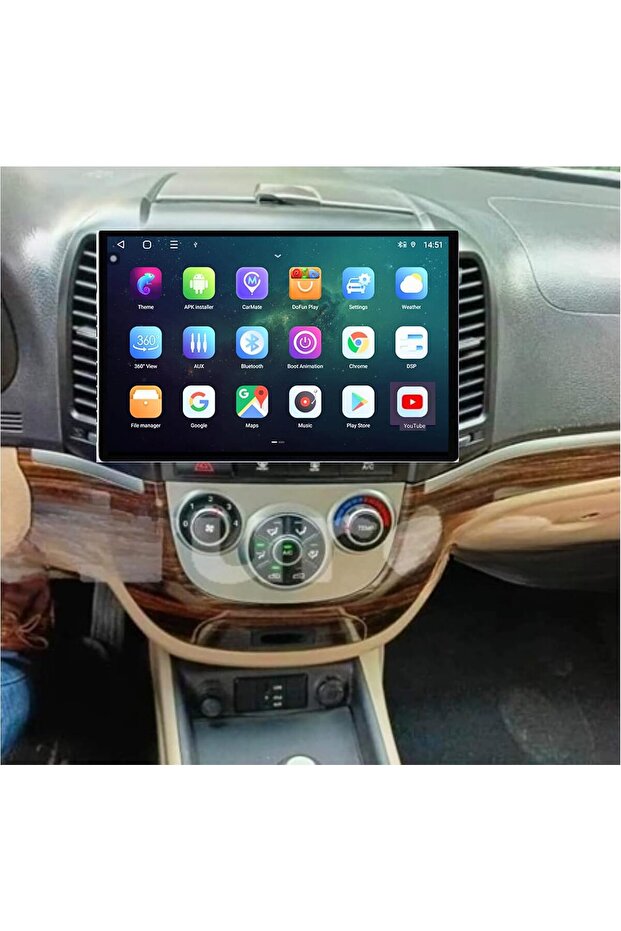 Santafe android screen 13 inch model 2006-2012 wireless applecarplay android auto reverse camera included AHD (8GB RAM 128 GB ROM)