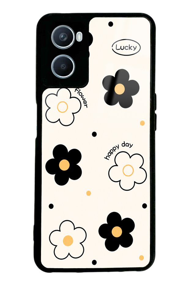Oppo A96 White Lucky Happy Day Design Glossy Phone Case