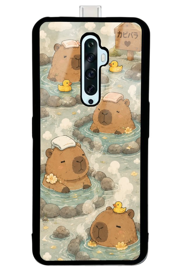 Oppo Reno 2Z Glossy Phone Case with Capybara Onsen Design
