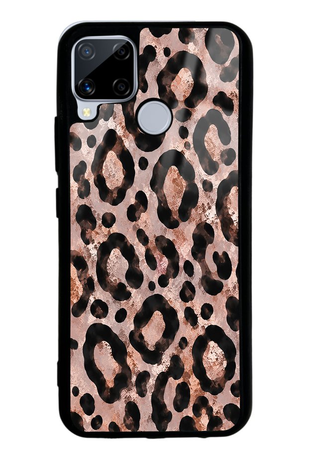 Realme C15 Rose Gold Leopard Design Glossy Phone Case