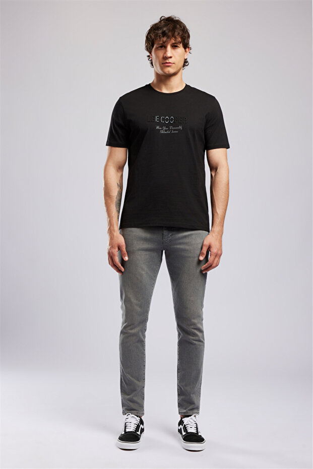 Black Men's Regular Fit Logo Printed T-Shirt 262 Lcm 242012 Desavy Black